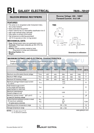 TB6S datasheet - SILICON BRIDGE RECTIFIERS