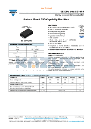 SE10PD datasheet - Surface Mount ESD Capability Rectifiers