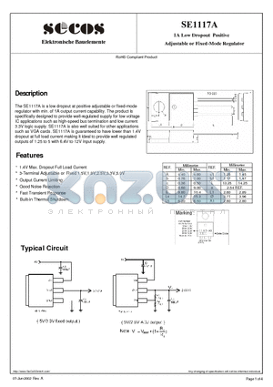 SE1117A datasheet - Adjustable or Fixed-Mode Regulator