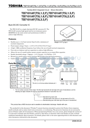 TB7101AFT5L1.8 datasheet - Buck DC-DC Converter IC