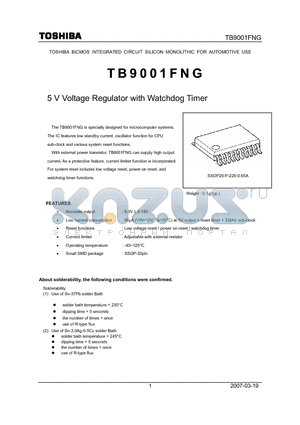 TB9001FNG datasheet - 5 V Voltage Regulator with Watchdog Timer