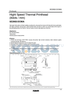 SE2002-DC90A datasheet - Hight Speed Thermal Printhead (8dots / mm)