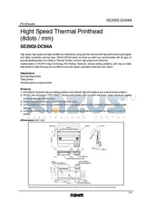 SE2002-DC94A datasheet - Hight Speed Thermal Printhead (8dots / mm)