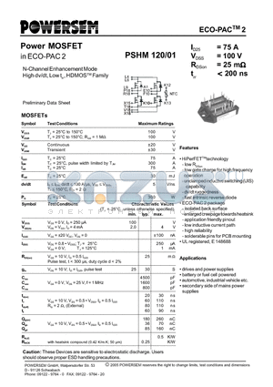 PSHM120-01 datasheet - Power MOSFET
