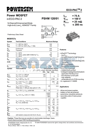 PSHM120/01 datasheet - Power MOSFET