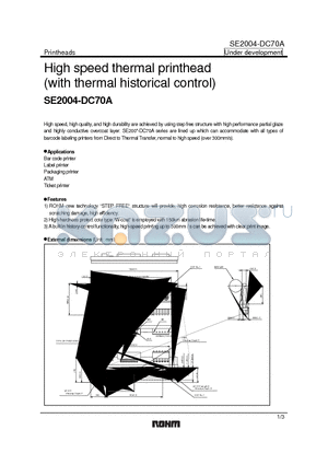 SE2004-DC70A datasheet - High speed thermal printhead (with thermal historical control)