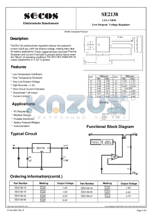 SE2138 datasheet - Low Dropout Voltage Regulator