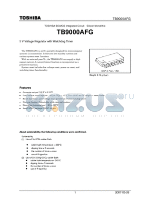 TB9000AFG datasheet - 5 V Voltage Regulator with Watchdog Timer