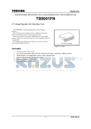 TB9001FN datasheet - 5 V Voltage Regulator with Watchdog Timer