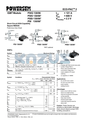 PSI130/06 datasheet - IGBT Module
