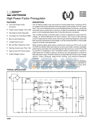 UC2852 datasheet - High Power-Factor Preregulator