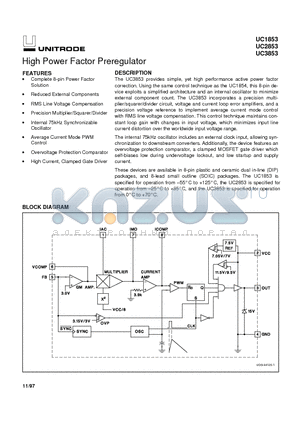 UC2853 datasheet - High Power Factor Preregulator