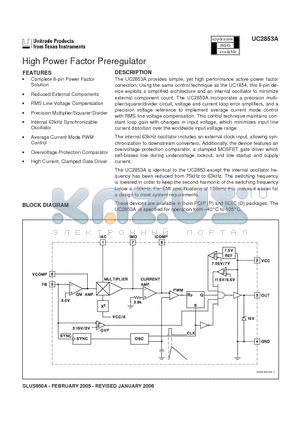 UC2853A datasheet - High Power Factor Preregulator