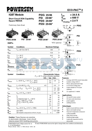 PSIG25/06 datasheet - IGBT Module