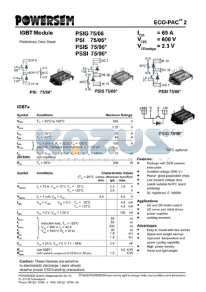 PSIG75-06 datasheet - IGBT Module