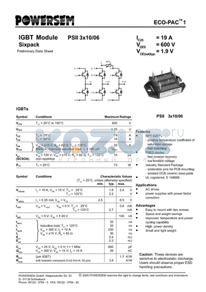 PSII3X10 datasheet - IGBT Module