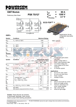 PSII75-12 datasheet - IGBT Module