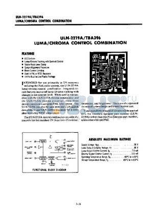 TBA396 datasheet - LUMA / CHROMA CONTROL COMBINATION