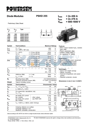 PSKD255 datasheet - Diode Modules