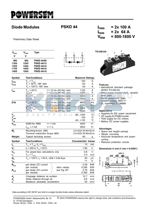 PSKD44 datasheet - Diode Modules