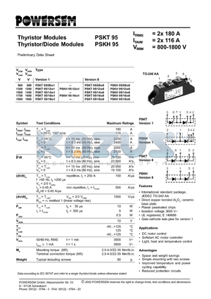 PSKH95 datasheet - Thyristor/Diode Modules