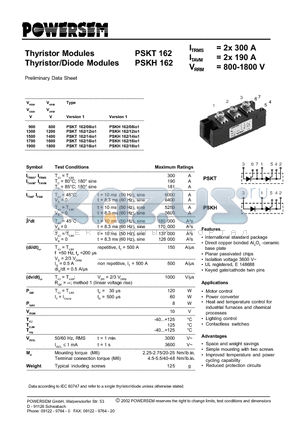 PSKT162 datasheet - Thyristor/Diode Modules