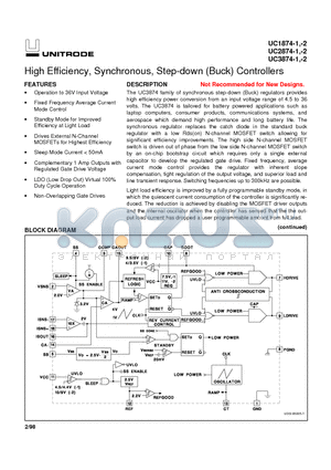 UC2874-2 datasheet - High Efficiency, Synchronous, Step-down (Buck) Controllers