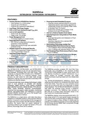 SST85LD0128-120-I-LBZE datasheet - NANDrive