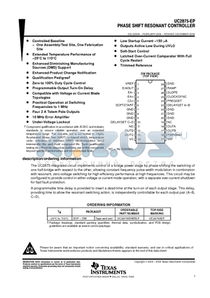 UC2875SDWREP datasheet - PHASE SHIFT RESONANT CONTROLLER