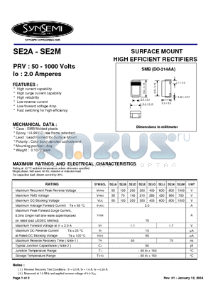 SE2D datasheet - SURFACE MOUNT HIGH EFFICIENT RECTIFIERS