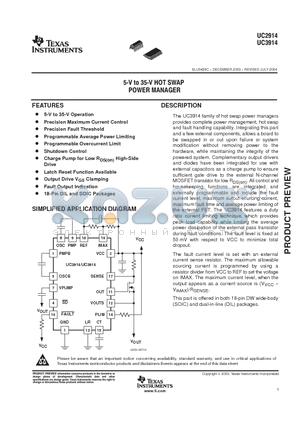 UC2914DWTR datasheet - 5-V TO 35-V HOT SWAP POWER MANAGER