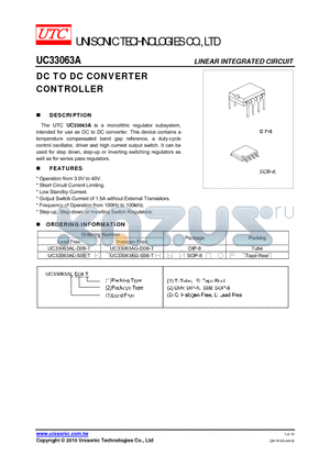 UC33063AG-D08-T datasheet - DC TO DC CONVERTER CONTROLLER