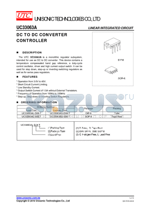 UC33063AG-S08-T datasheet - DC TO DC CONVERTER CONTROLLER