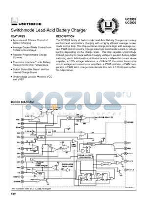 UC2909DW datasheet - Switchmode Lead-Acid Battery Charger