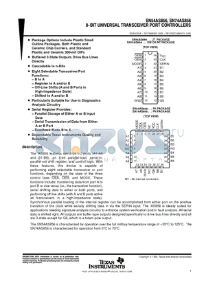 SN74AS856 datasheet - 8-BIT UNIVERSAL TRANSCEIVER PORT CONTROLLERS