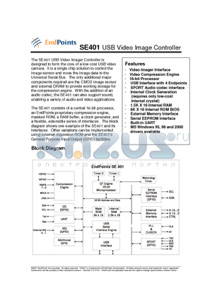 SE401 datasheet - USB Video Image Controller