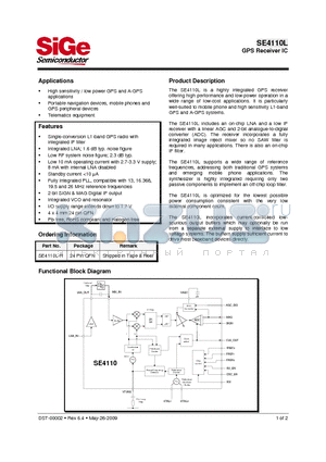 SE4110L datasheet - GPS Receiver IC