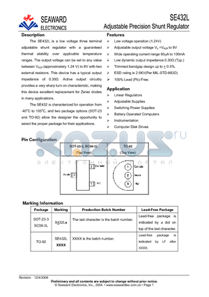 SE432L datasheet - Adjustable Precision Shunt Regulator