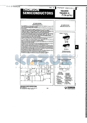 TBA800 datasheet - AF Amplifiers