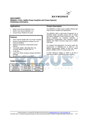 SE5023L datasheet - 5 GHz, 26dBm Power Amplifier with Power Detector