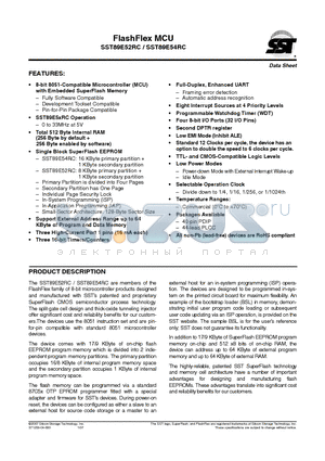 SST89E52RC datasheet - FlashFlex MCU