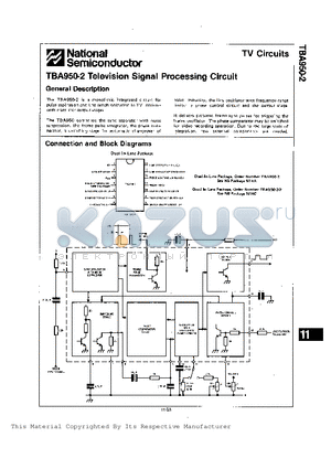 TBA950 datasheet - Television signal Processing Circuit