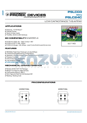 PSLC03 datasheet - LOW CAPACITANCE TVS ARRAY