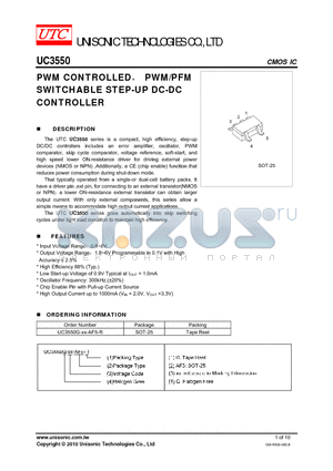 UC3550_10 datasheet - PWM CONTROLLED,PWM/PFM SWITCHABLE STEP-UP DC-DC CONTROLLER