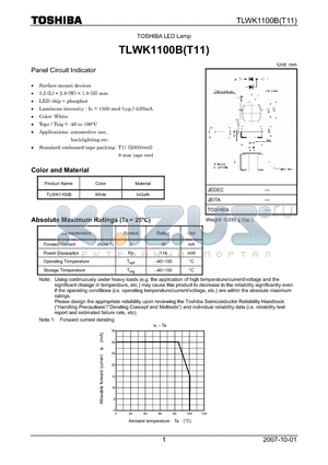 TLWK1100BT11 datasheet - Panel Circuit Indicator