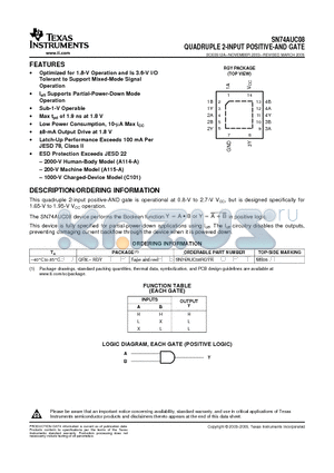 SN74AUC08 datasheet - QUADRUPLE 2-INPUT POSITIVE-AND GATE