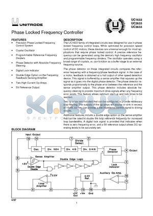 UC3633 datasheet - Phase Locked Frequency Controller