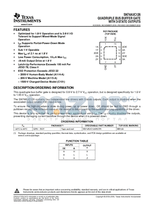 SN74AUC126RGYRG4 datasheet - QUADRUPLE BUS BUFFER GATE WITH 3-STATE OUTPUTS