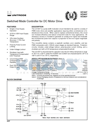 UC3637 datasheet - Switched Mode Controller for DC Motor Drive