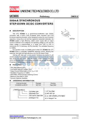 UC3655 datasheet - 500mA SYNCHRONOUS STEP-DOWN DC/DC CONVERTERS